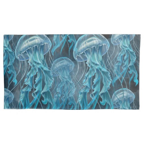 Blue and Black Jellyfish Pillow Case