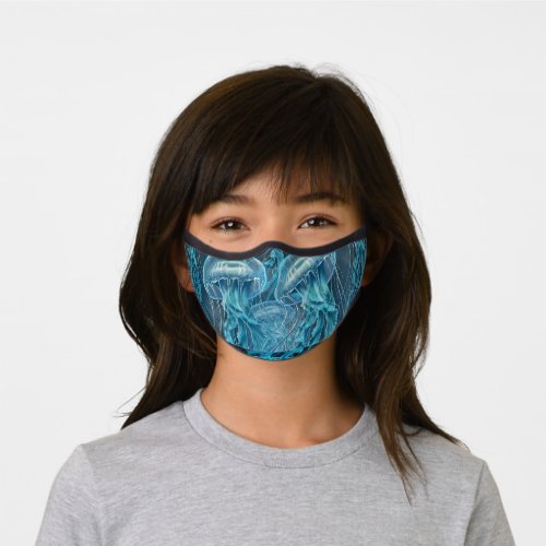 Blue and Black Jellyfish Premium Face Mask