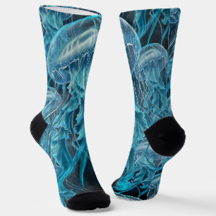 Blue and Black Jellyfish Socks