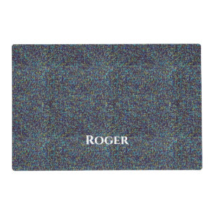 Blue and Black Knitted Look Pet Feeding Mat
