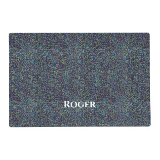 Blue and Black Knitted Look Pet Feeding Mat