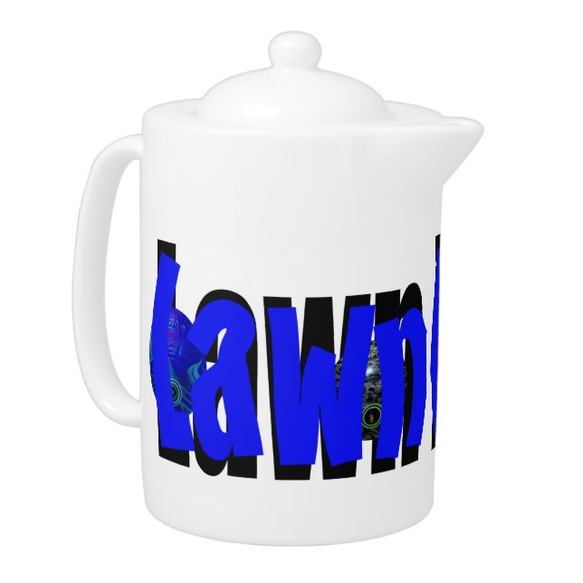Blue And Black Lawn Bowls Design, Teapot (Left)