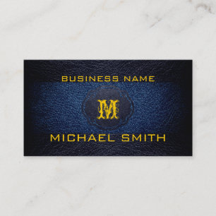 Blue and Black Leather Business Card