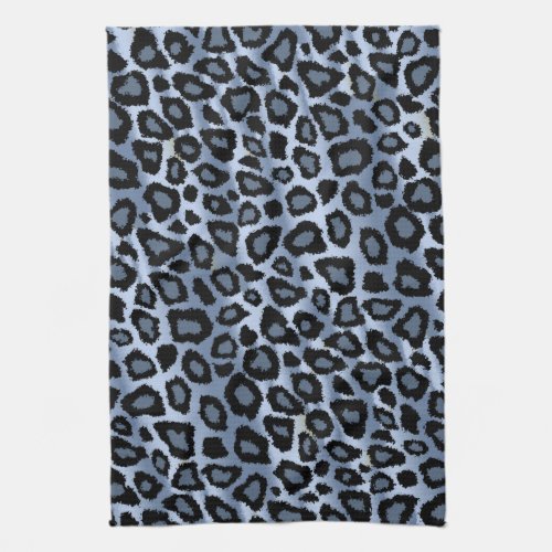 Blue and Black Leopard Animal Print Kitchen Towel