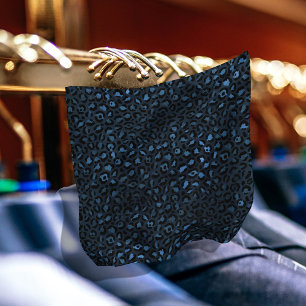 Blue and Black Leopard Glitter Print Handkerchief Bandana