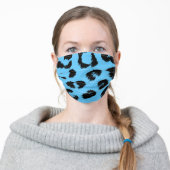 Blue and Black Leopard Print Adult Cloth Face Mask (Worn)