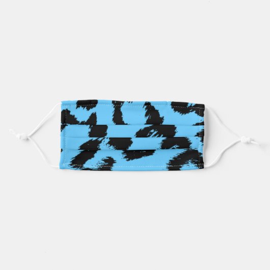 Blue and Black Leopard Print Adult Cloth Face Mask (Front, Folded)