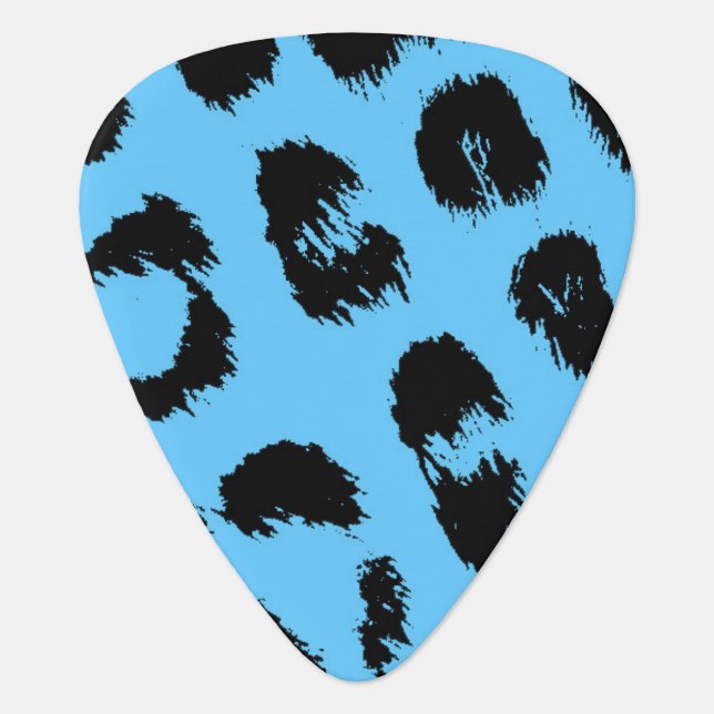Blue and Black Leopard Print Guitar Pick (Front)
