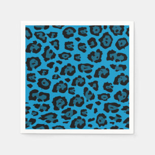 Blue and Black Leopard Print Napkins