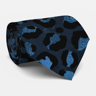 Blue and Black Leopard Print Neck Tie