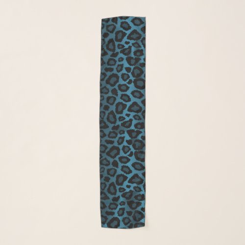 Blue and Black Leopard Print  Scarf