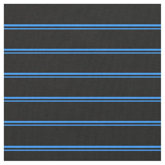 Blue and Black Lines Pattern Fabric (Close Up)