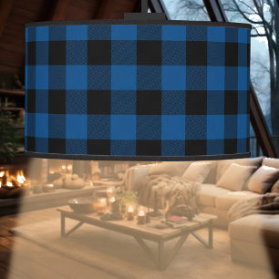 Blue And Black Lumberjack Buffalo Plaid Ceiling Lamp