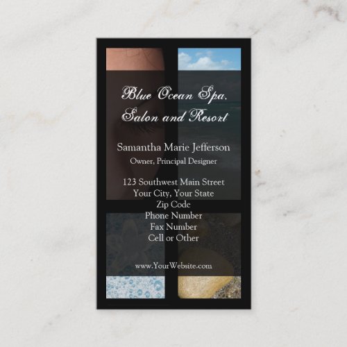 Blue and Black Luxury Spa Resort Theme Business Card Templates