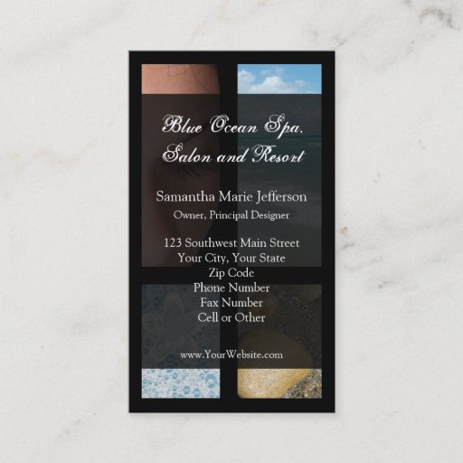 Customizable Blue and Black Luxury Spa Resort Theme Business Card Templates