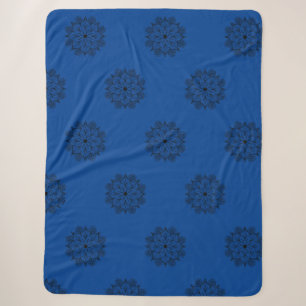 Blue and black mandala Sherpa Blanket