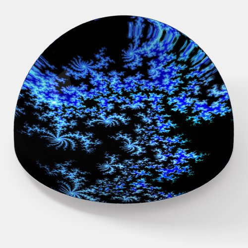 Blue and Black Mandelbrot Fractal Ice Paperweight