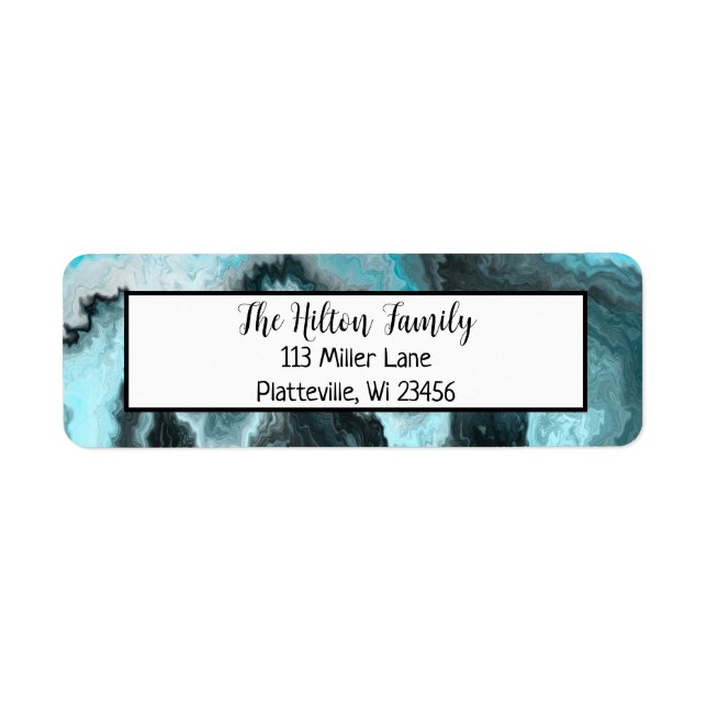 Blue and Black Marble Fluid Art  Label (Front)