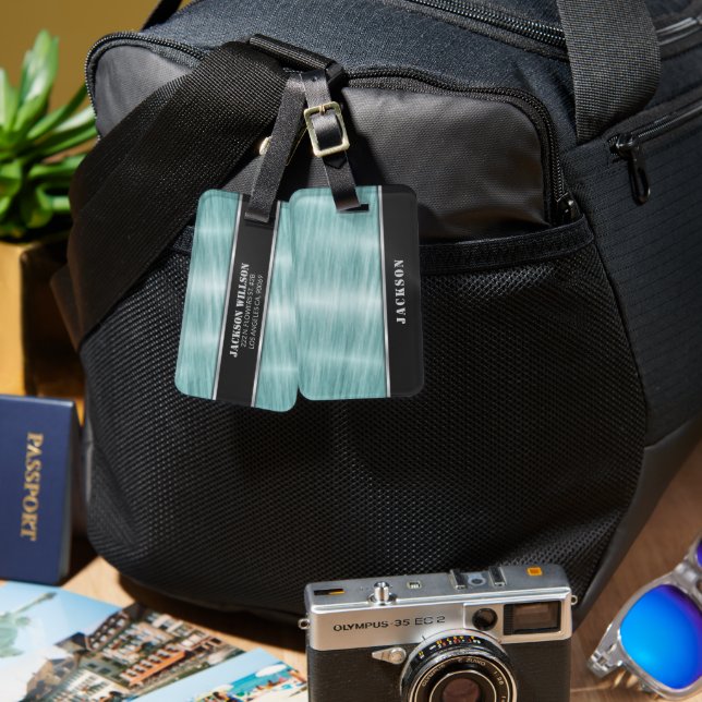 Blue And Black Metal  Luggage Tag (Front & Back)