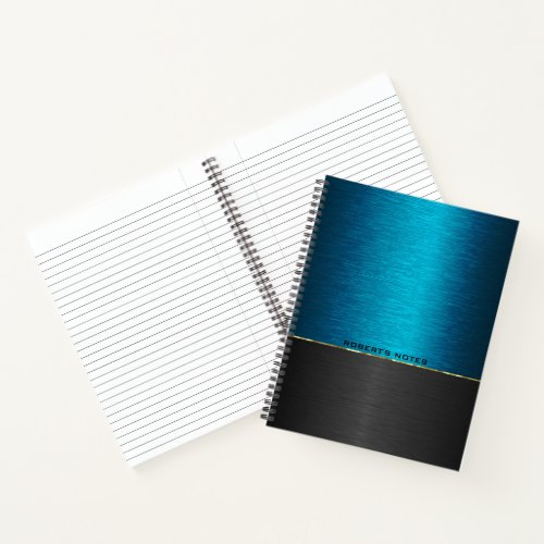 Blue and black metallic background notebook