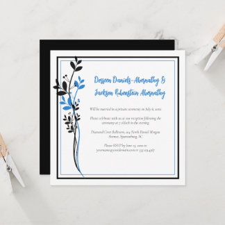 Blue and Black Modern Botanical Reception Only | Invitation