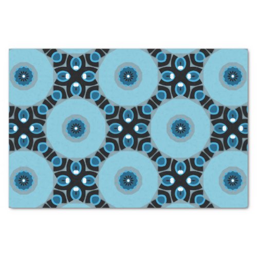 Blue and Black Modern Geometric Ethnic Pattern Tissue Paper