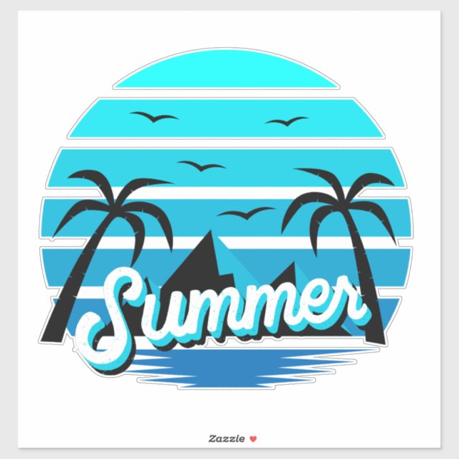 Blue And Black Modern Summer Design  Sticker (Sheet)