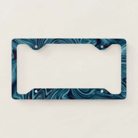 Blue And Black Ocean Swirl License Plate Frame