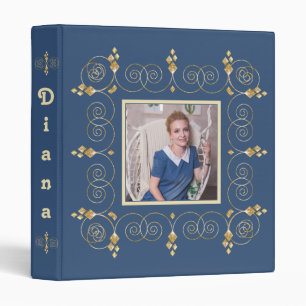 Blue and black, personalized 3 ring binder