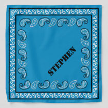 Blue and Black Personalized Classic Paisley Bandana