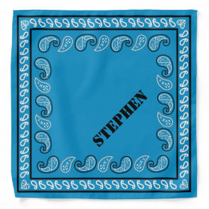 Blue and Black Personalized Classic Paisley Bandana