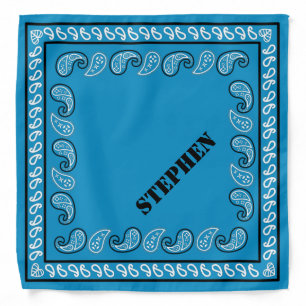 Blue and Black Personalized Classic Paisley Bandana