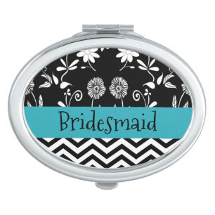 Blue and Black Personalized Mirror Compact
