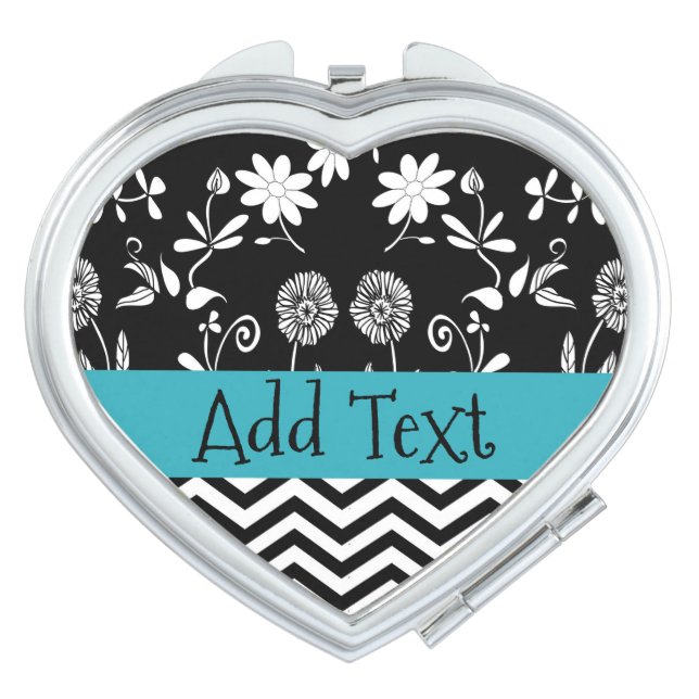 Blue and Black Personalized  Mirror Compact (Front)