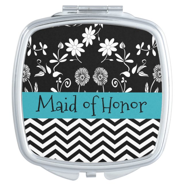 Blue and Black Personalized  Mirror Compact (Front)