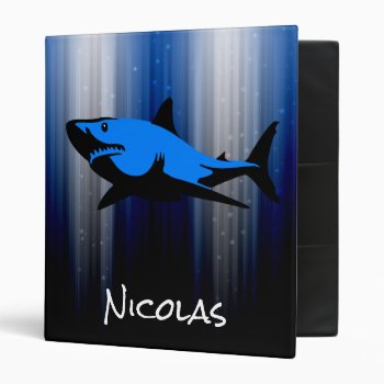 Blue And Black Personalized Shark School 3 Ring Binder by csinvitations at Zazzle