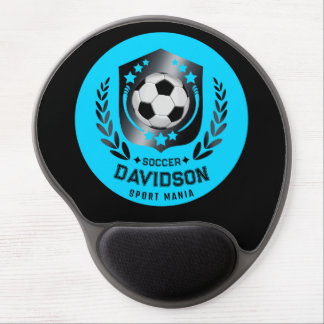 Blue and Black Personalized Soccer Custom Text Gel Mouse Pad