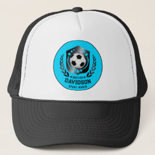 Blue and Black Personalized Soccer Custom Text  Trucker Hat