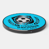 Blue and Black Personalized Soccer Custom Text  Wireless Charger (Front 2)