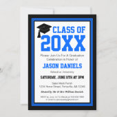 Blue and Black Photo Graduation Party Invitation | Zazzle