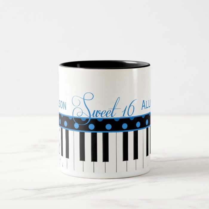 Blue and Black Piano Theme Sweet 16 Coffee Mug