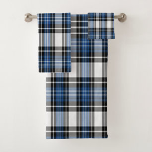 Blue And Black Plaid Bath Towel Set