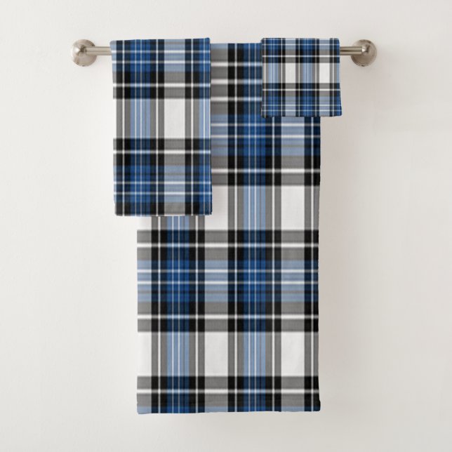 Blue And Black Plaid Bath Towel Set (Insitu)