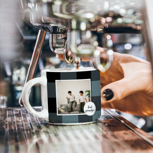 Blue And Black Plaid Best Grandpa Gift With Photo Espresso Cup