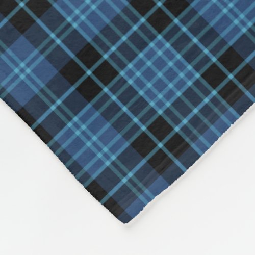 Blue and Black Plaid Scottish Clergy Tartan Fleece Blanket