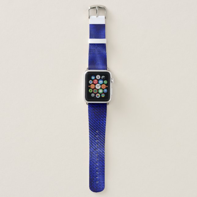 Blue and black plaid textile apple watch band (Front)