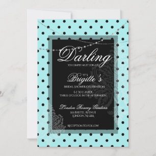 Blue and black polka dot Invitation