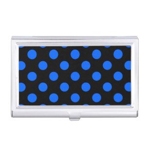Blue and black polka dots business card holder