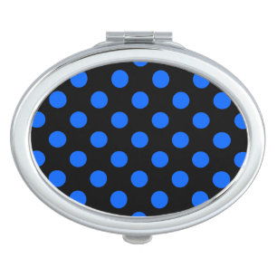 Blue and black polka dots compact mirror