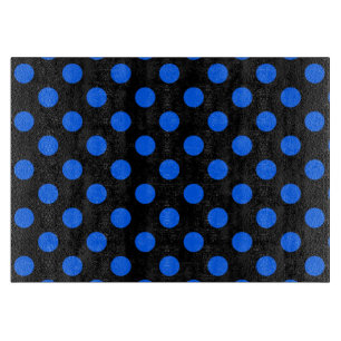 Blue and black polka dots cutting board